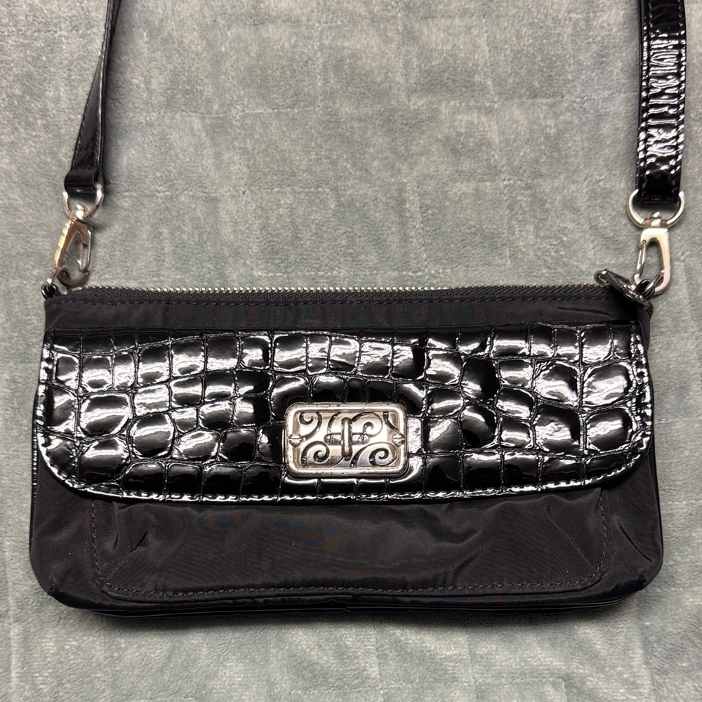 Brighton Small Shoulder Purse, Black, Classic, Silver Accents, Wallet, Crossbody